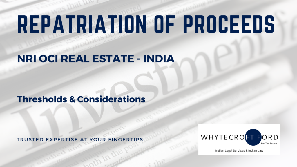 NRI OCI Property - Repatriation of Sale Proceeds 