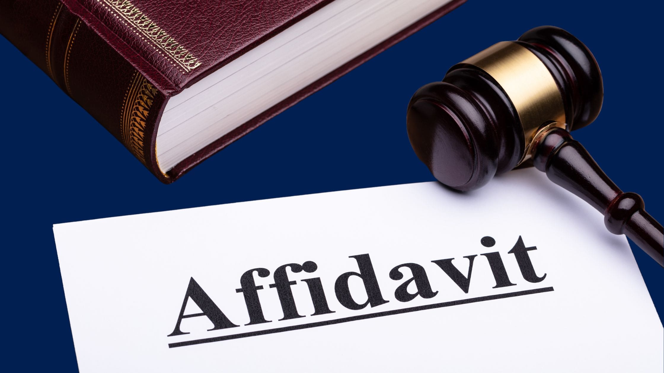 An image of an Indian Affidavit document titled "Affidavit" with a gavel and a legal book on a navy blue background.